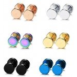 Jstyle Jewelry 3-6 Pairs Stainless Steel Mens Womens Stud Earrings Ear Plugs Tunnel