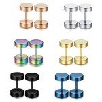 Jstyle Jewelry 3-6 Pairs Stainless Steel Mens Womens Stud Earrings Ear Plugs Tunnel