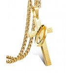 Jstyle Stainless Steel Cross Necklaces for Men Women Jesus Cross Necklace Chain Prayer Bible English Wheat Chain 22 Inch