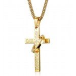 Jstyle Stainless Steel Cross Necklaces for Men Women Jesus Cross Necklace Chain Prayer Bible English Wheat Chain 22 Inch