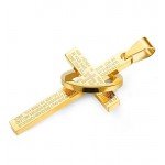 Jstyle Stainless Steel Cross Necklaces for Men Women Jesus Cross Necklace Chain Prayer Bible English Wheat Chain 22 Inch