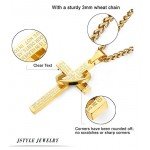 Jstyle Stainless Steel Cross Necklaces for Men Women Jesus Cross Necklace Chain Prayer Bible English Wheat Chain 22 Inch