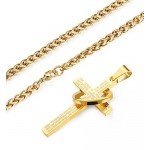 Jstyle Stainless Steel Cross Necklaces for Men Women Jesus Cross Necklace Chain Prayer Bible English Wheat Chain 22 Inch