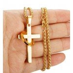 Jstyle Stainless Steel Cross Necklaces for Men Women Jesus Cross Necklace Chain Prayer Bible English Wheat Chain 22 Inch