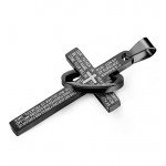 Jstyle Stainless Steel Cross Necklaces for Men Women Jesus Cross Necklace Chain Prayer Bible English Wheat Chain 22 Inch