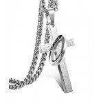 Jstyle Stainless Steel Cross Necklaces for Men Women Jesus Cross Necklace Chain Prayer Bible English Wheat Chain 22 Inch