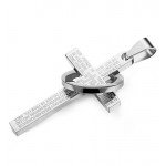 Jstyle Stainless Steel Cross Necklaces for Men Women Jesus Cross Necklace Chain Prayer Bible English Wheat Chain 22 Inch