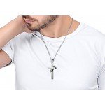 Jstyle Stainless Steel Cross Necklaces for Men Women Jesus Cross Necklace Chain Prayer Bible English Wheat Chain 22 Inch