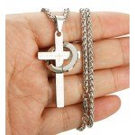 Jstyle Stainless Steel Cross Necklaces for Men Women Jesus Cross Necklace Chain Prayer Bible English Wheat Chain 22 Inch