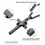 Jstyle Stainless Steel Cross Necklaces for Men Women Jesus Cross Necklace Chain Prayer Bible English Wheat Chain 22 Inch