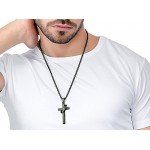 Jstyle Stainless Steel Cross Necklaces for Men Women Jesus Cross Necklace Chain Prayer Bible English Wheat Chain 22 Inch