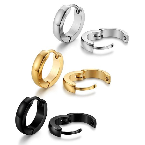 Jstyle Stainless Steel Mens Womens Hoop Earrings Huggie Ear Piercings