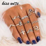 KISS WIFE 10 Pcs/Set Bohemian Ring Vintage Rings Leaves twisted Flower cross Ring For 2017 Fashion KISS WIFE 10 Pcs/Set Bohemian Ring Vintage Rings Leaves twisted Flower cross Ring For 2017 Fashion