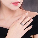 LNRRABC Flowers Finger Rings Stainless Steel Rings For Women Crystal Middle Ring Fashion Jewelry Wholesale