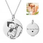 LONAGO Personalized Photo Necklace Custom Engraved Necklace Pendant Back and White Color Sterling Silver Gifts