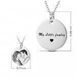 LONAGO Personalized Photo Necklace Custom Engraved Necklace Pendant Back and White Color Sterling Silver Gifts