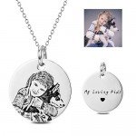 LONAGO Personalized Photo Necklace Custom Engraved Necklace Pendant Back and White Color Sterling Silver Gifts