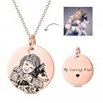 LONAGO Personalized Photo Necklace Custom Engraved Necklace Pendant Back and White Color Sterling Silver Gifts