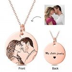 LONAGO Personalized Photo Necklace Custom Engraved Necklace Pendant Back and White Color Sterling Silver Gifts