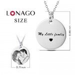 LONAGO Personalized Photo Necklace Custom Engraved Necklace Pendant Back and White Color Sterling Silver Gifts