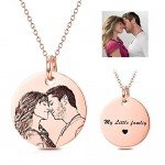 LONAGO Personalized Photo Necklace Custom Engraved Necklace Pendant Back and White Color Sterling Silver Gifts