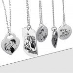 LONAGO Personalized Photo Necklace Custom Engraved Necklace Pendant Back and White Color Sterling Silver Gifts