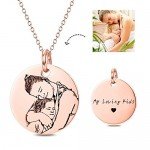 LONAGO Personalized Photo Necklace Custom Engraved Necklace Pendant Back and White Color Sterling Silver Gifts