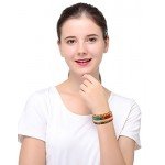 LOYALLOOK 15pcs Men Women Linen Hemp Cords Wood Beads Ethnic Tribal Bracelets Leather Wristbands