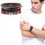 LOYALLOOK 15pcs Men Women Linen Hemp Cords Wood Beads Ethnic Tribal Bracelets Leather Wristbands