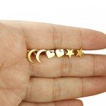 LOYALLOOK 3 Pairs Stainless Steel Moon Star and heart Plain Stud Earrings for Women and Girls
