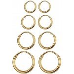 LOYALLOOK 4 Pairs Stainless Steel Basic Small Large Endless Hoop Earrings Silver Golden Rose Tone Hoop Earrings 10-20MM