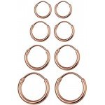 LOYALLOOK 4 Pairs Stainless Steel Basic Small Large Endless Hoop Earrings Silver Golden Rose Tone Hoop Earrings 10-20MM