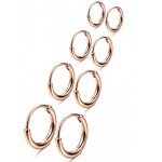 LOYALLOOK 4 Pairs Stainless Steel Basic Small Large Endless Hoop Earrings Silver Golden Rose Tone Hoop Earrings 10-20MM