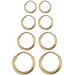 LOYALLOOK 4 Pairs Stainless Steel Basic Small Large Endless Hoop Earrings Silver Golden Rose Tone Hoop Earrings 10-20MM