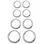 LOYALLOOK 4 Pairs Stainless Steel Basic Small Large Endless Hoop Earrings Silver Golden Rose Tone Hoop Earrings 10-20MM