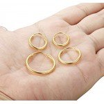 LOYALLOOK 4 Pairs Stainless Steel Basic Small Large Endless Hoop Earrings Silver Golden Rose Tone Hoop Earrings 10-20MM