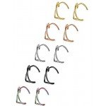 LOYALLOOK 5Pairs Stainless Steel 20 Gauge Cross X Ear Cuff Non-Pierced Clip On Earrings Fake Ear Nose Cartilage Earrings Ring Adjustable