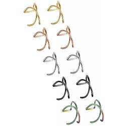 LOYALLOOK 5Pairs Stainless Steel 20 Gauge Cross X Ear Cuff Non-Pierced Clip On Earrings Fake Ear Nose Cartilage Earrings Ring Adjustable