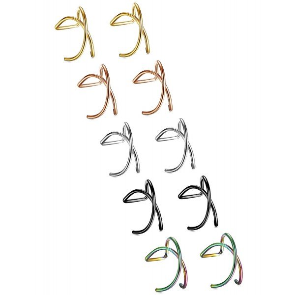 LOYALLOOK 5Pairs Stainless Steel 20 Gauge Cross X Ear Cuff Non-Pierced Clip On Earrings Fake Ear Nose Cartilage Earrings Ring Adjustable LOYALLOOK 5Pairs Stainless Steel 20 Gauge Cross X Ear Cuff Non-Pierced Clip On Earrings Fake Ear Nose Cartilage Earrings Ring Adjustable