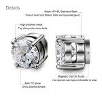 LOYALLOOK Stainless Steel Magnetic Stud Earrings for Men Women Unisex Cubic Zirconia Inlaid 5-10MM