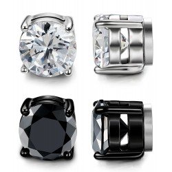 LOYALLOOK Stainless Steel Magnetic Stud Earrings for Men Women Unisex Cubic Zirconia Inlaid 5-10MM