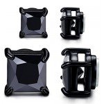 LOYALLOOK Stainless Steel Stud Earrings for Women Mens Non-piercing Magnetic Earrings Square Cubic Zirconia