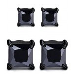 LOYALLOOK Stainless Steel Stud Earrings for Women Mens Non-piercing Magnetic Earrings Square Cubic Zirconia