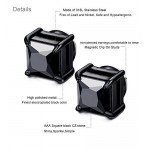 LOYALLOOK Stainless Steel Stud Earrings for Women Mens Non-piercing Magnetic Earrings Square Cubic Zirconia