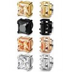 LOYALLOOK Stainless Steel Stud Earrings for Women Mens Non-piercing Magnetic Earrings Square Cubic Zirconia