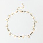 LWONG Dainty Gold Color Chain Tiny Star Choker Necklace for Women Bijou Necklaces Pendants Simple Boho Layering Chokers Chockers