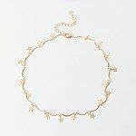 LWONG Dainty Gold Color Chain Tiny Star Choker Necklace for Women Bijou Necklaces Pendants Simple Boho Layering Chokers Chockers