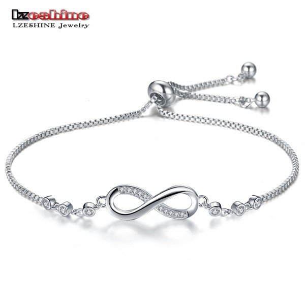 LZESHINE Trendy Silver Color New 8 Shape Geometric Adjustable Charm Bracelets & Bangles For Women Fashion Jewelry gift