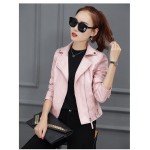 Leather Jacket 2018 Women's New Year Design PU Leather Jacket Soft Leather Coat Slim Lapel Motorcycle Jacket Black Pink Leather Jacket 2018 Women's New Year Design PU Leather Jacket Soft Leather Coat Slim Lapel Motorcycle Jacket Black Pink