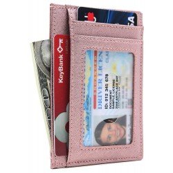 Linscra Leather RFID Blocking Minimalist Credit Card Holder Slim Pocket Wallets for Men & Women